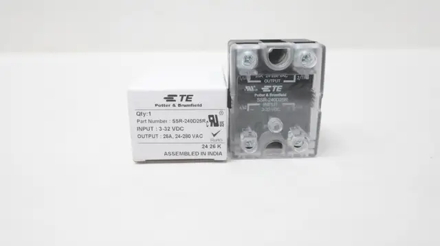 POTTER BRUMFIELD SSR-240D25R SOLID STATE RELAY 25A AMP 24-280V-AC 3-32V-DC